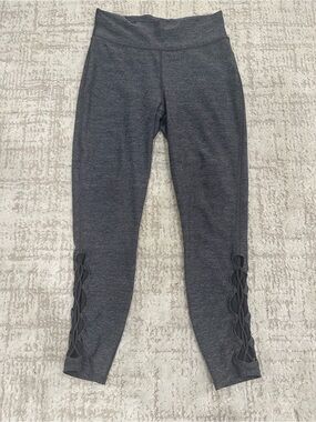 Lululemon Gray Heathered Lace-Up Cutout Crop Leggings Women’s Medium 8-10